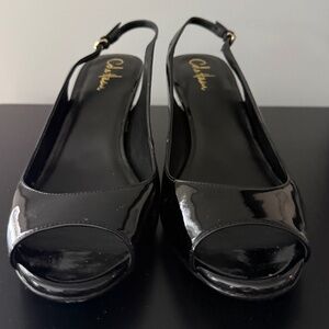 Cole Haan Air Talia OT Sling 60 black patent Sz 9B